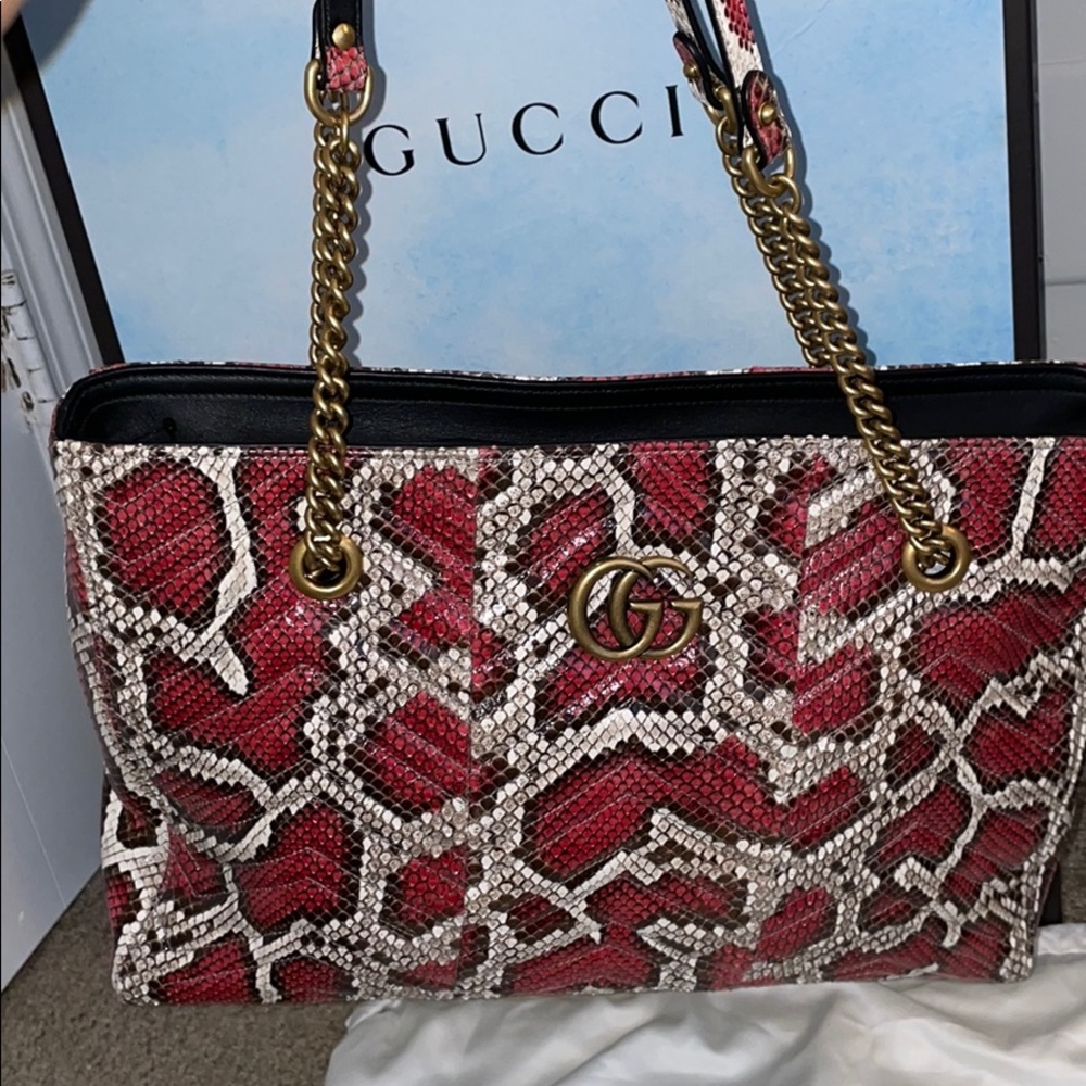 GUCCI MEDIUM GG MARMONT TOTE PYTON 2.0 ✨SUPER RARE ✨ - Picture 7 of 7